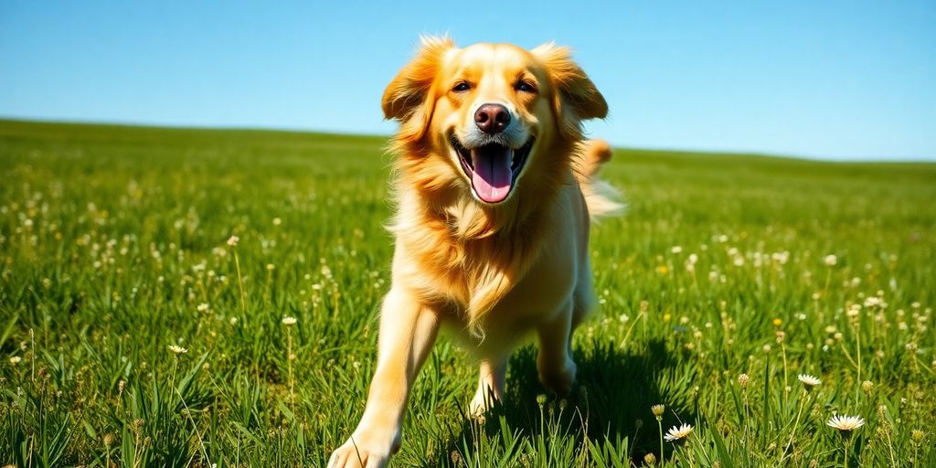 Healthy dog outdoors, vibrant, active, happy.